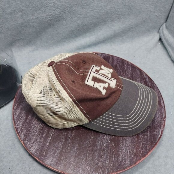 Texas A&M Aggies Trucker Cap Adjustable Brown & Beige Cotton/Mesh Embroidered Lo - Picture 9 of 9